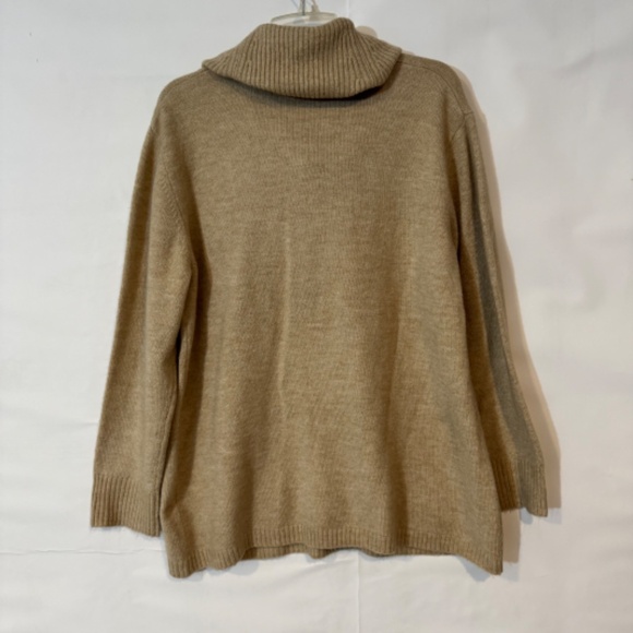 CALVIN KLEIN tan camel colored cowl neck sweater with pockets womens L - Picture 8 of 8